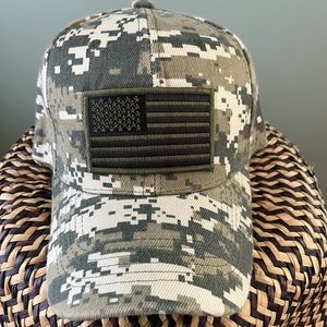 Mens Digital Camo- American Flag Ball Cap